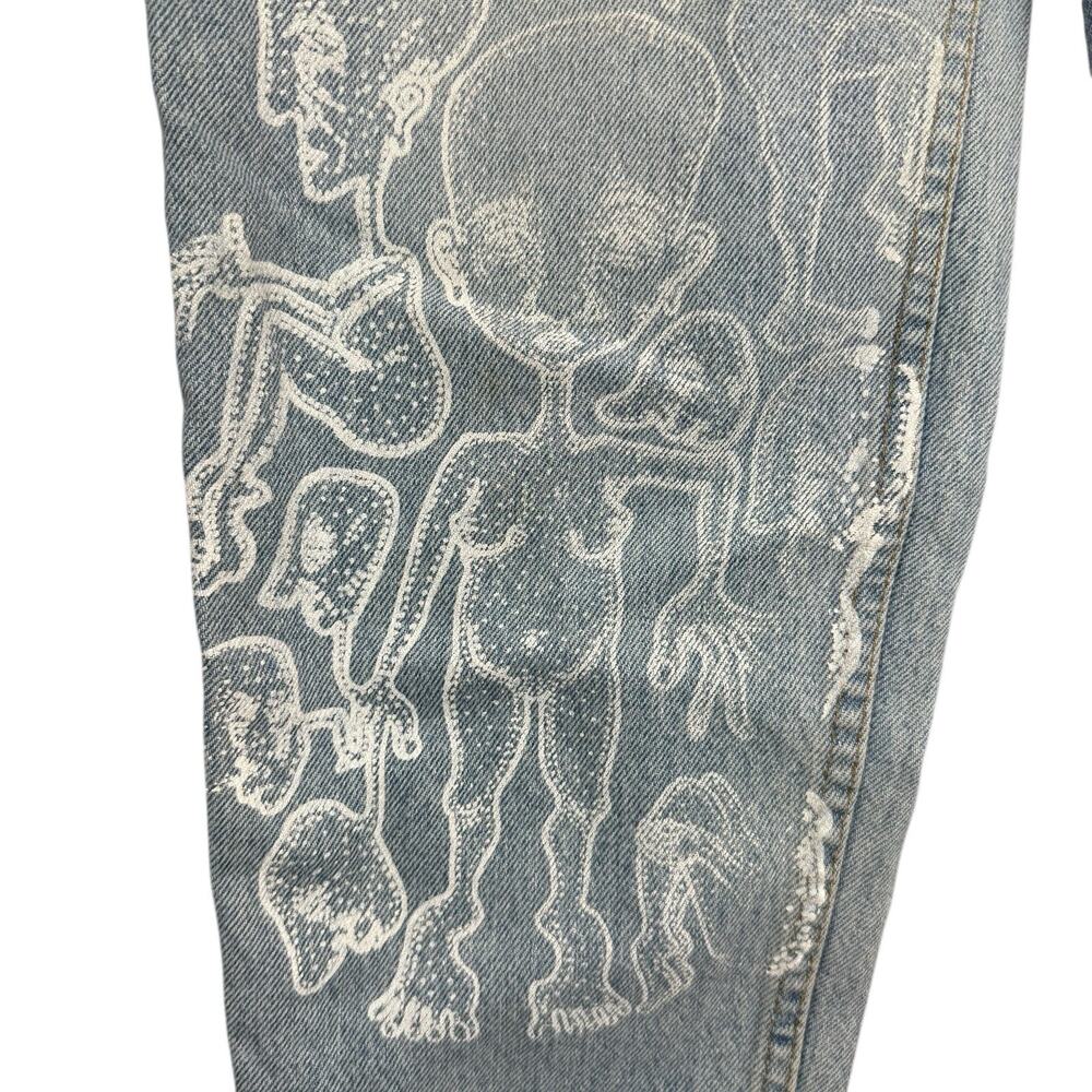 Aeropostale Jeans Womens 10 90's Baggy Light Wash Blue Denim Custom Graphic - Picture 7 of 16